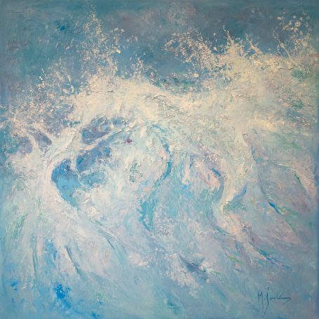 Ondas de agua en tonos azules y blancos, creando un efecto de movimiento dinámico.